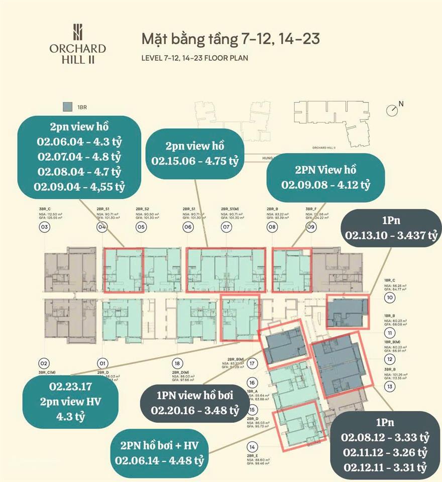 Orchard hill  sycamore 1pn giá 3 tỷ 260 all in