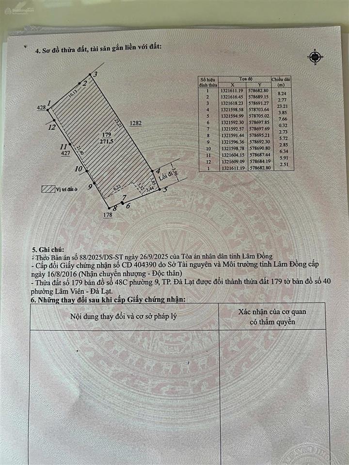 Bán đất hẻm 75 hùng vương, đà lạt 272m2 srxd 6,69 tỷ ~24,6tr/m2, thương lượng mạnh