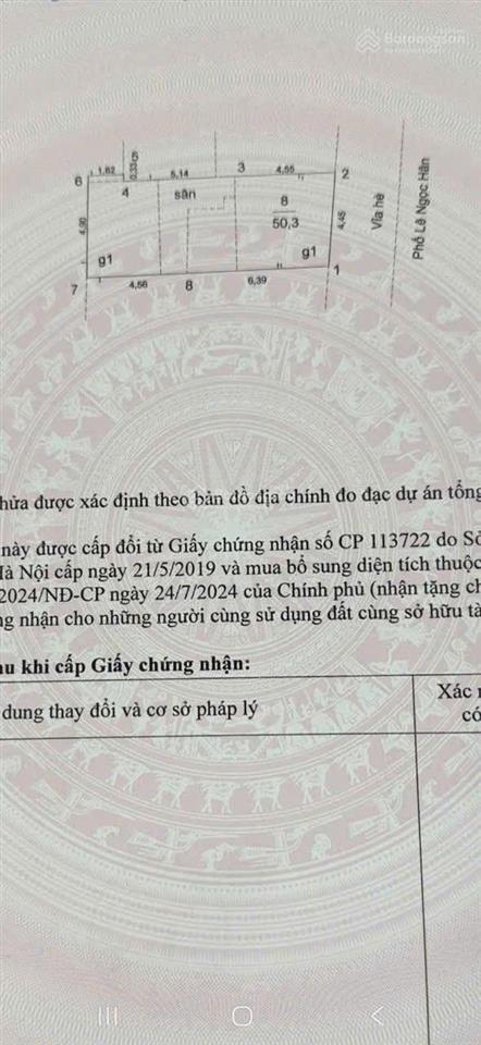 Mặt phố lê ngọc hân, 53m² mt4.5m 5t 42 tỷ