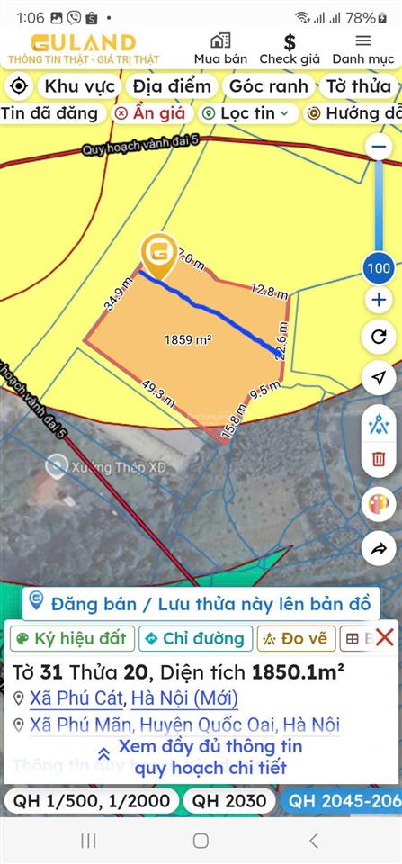 Gãy vốn, thanh lý gấp lô đất sạch 620 m2, đường nhựa, cao áp, 3 xe tải tránh, sát đường vành đai 5