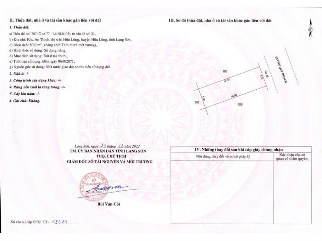 Bán lô đất 80m2 đường trục chính trung tâm huyện hữu lũng, tỉnh lạng sơn