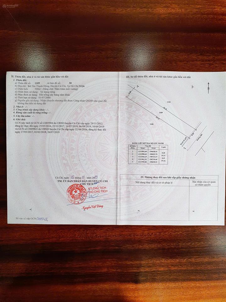 Mt nhựa 8.45mx67m đã san lấp 4 tr/m2 đất hnk xã tân thạnh đông, củ chi