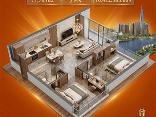 Masteri park place 2pn  77,7m2 view trực diện sông  nhận nhà ở vào 2028  giá tts 10,1 tỷ