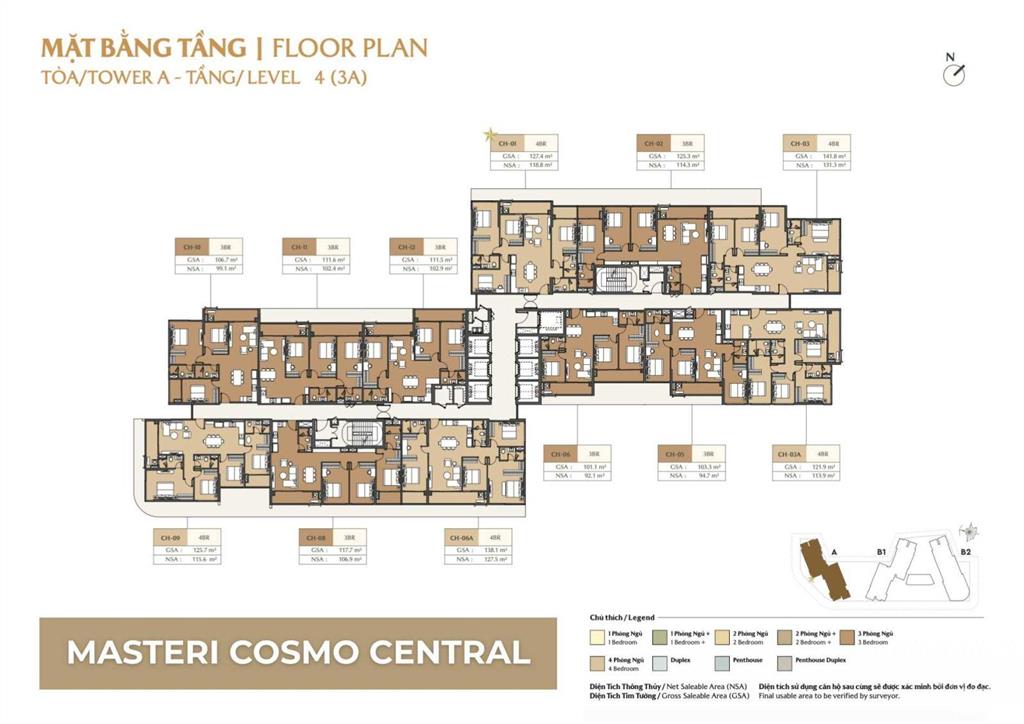 4pn masteri cosmo central ct3 132m2 view công viên & nhạc nước  giá tts 18 tỷ