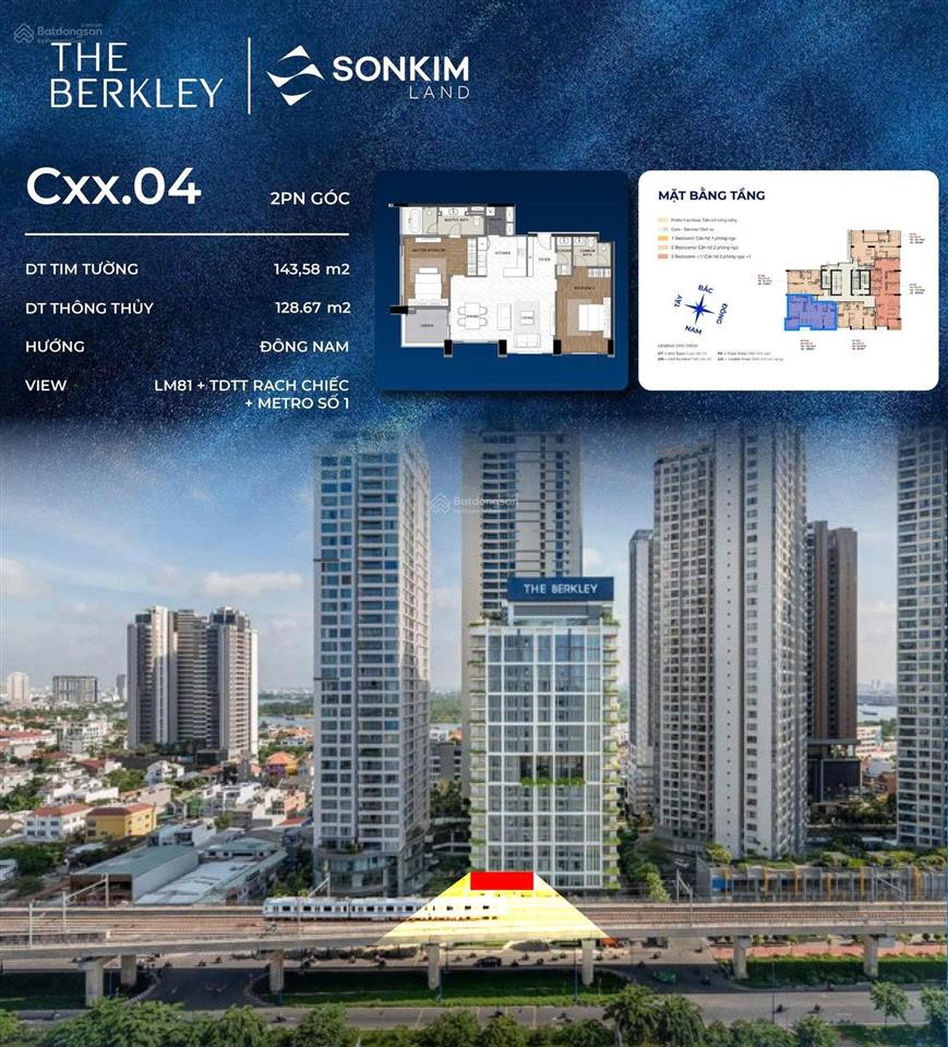 Căn hộ the berkley 2pn góc  trục 04 (diện tích lớn nhất 143,5m2)  giá 21,3 tỷ (bao gồm vat)