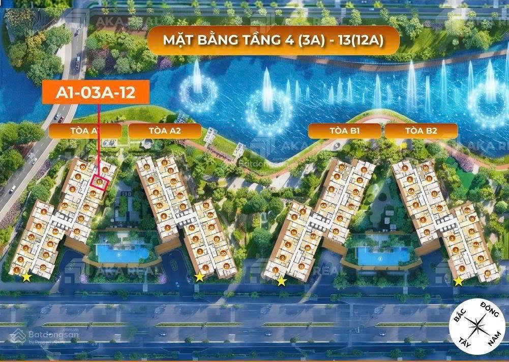 Masteri park place 1pn+ a103a12, 54m² giá 5,86 tỷ, view hồ bơi, hướng mát đn
