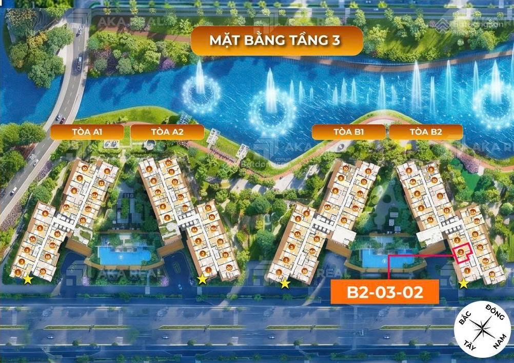 Masteri park place 2pn 7,5 tỷ (b20302), diện tích 78,3m², view hồ bơi thoáng đẹp