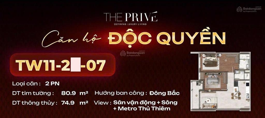 Sốc với tổng chiết khấu lên đến 2,1 tỷ khi sở hữu căn hộ 2pn the privé tầng 26 view sông & metro