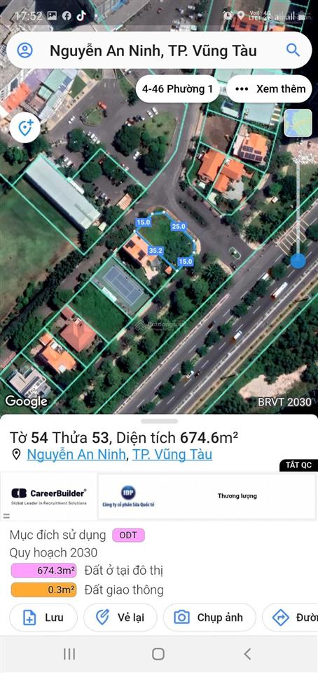 Bán lô đất biệt thự đẹp góc 3 mặt tiền đường 3/2 khu đô thị chí linh vũng tàu dt 675m2 giá 59,9 tỷ