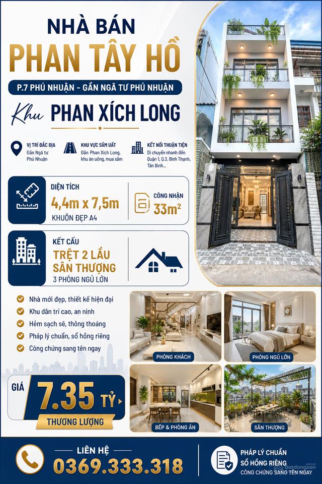 Chính chủ bán nhà hẻm phan tây hồ p.7 quận phú nhuận  gần ngã tư phú nhuận , khu phan xích long