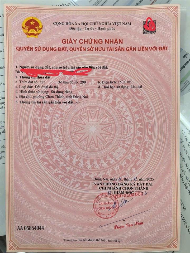 Bán đất chơn thành, bình phước  150m², giá 1,05 tỷ