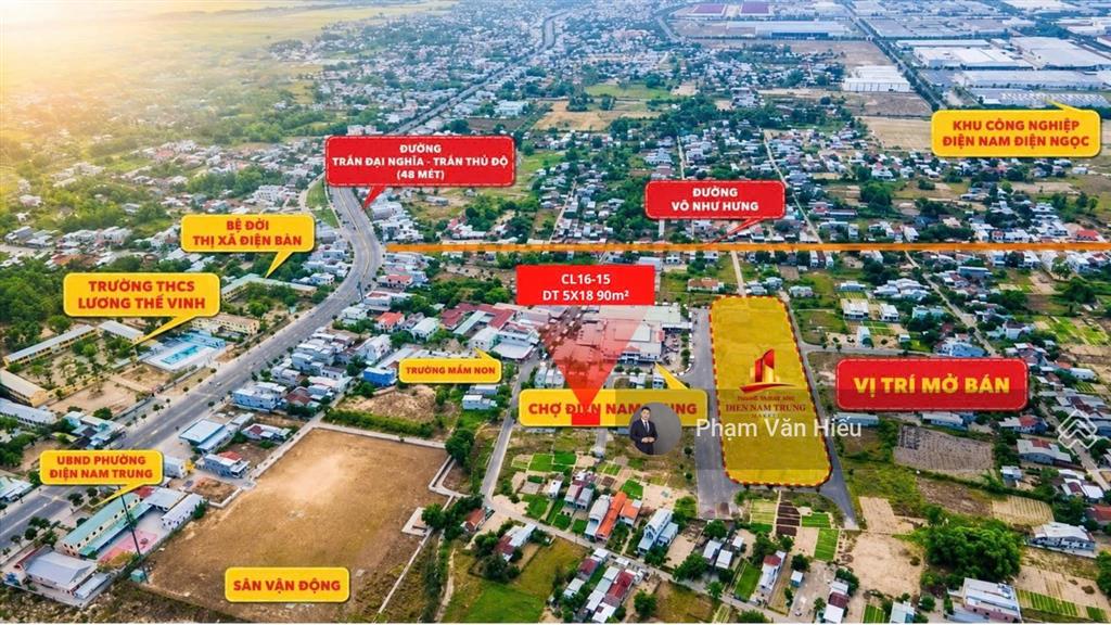 Bán đất tại chợ phường điện nam trung, huyện điện bàn, đà nẵng, giá1,84 tỷ, dt 90m2đường 15m.