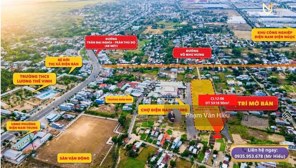 Bán đất đẹp tại phường điện nam trung, gía 20,5 triệu / m2, dt 100m2, nhiều tiện ích