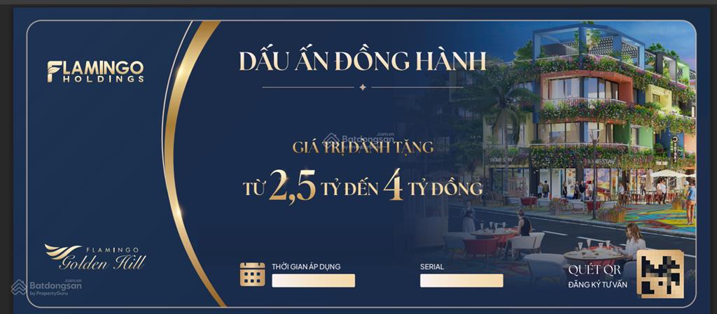 Sang nhượng suất ưu đãi flamingo golden hill hà nam, khấu trừ 2,5 tỷ vào giá căn, giá chỉ 4%
