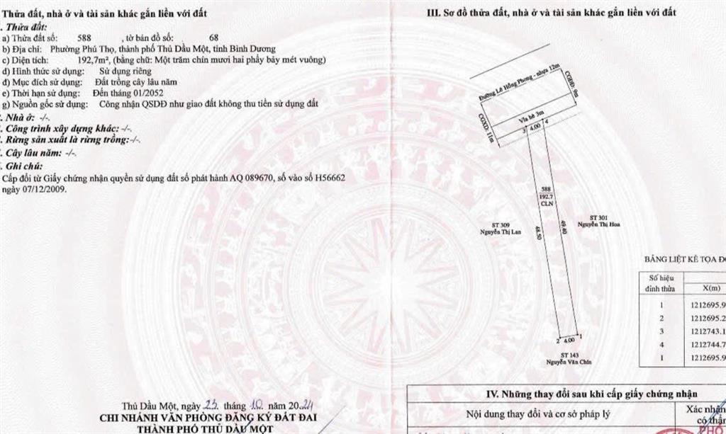 Bán mt lê hồng phong gần ngã tư địa chất, 4x50m cln, vị trí sáng kd ok. hàng hiếm
