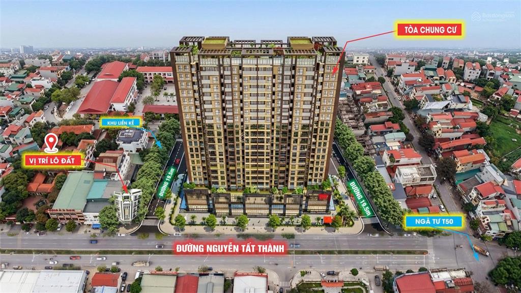 Bán nhà mặt đường nguyễn tất thành dt 107m2 mt 5m