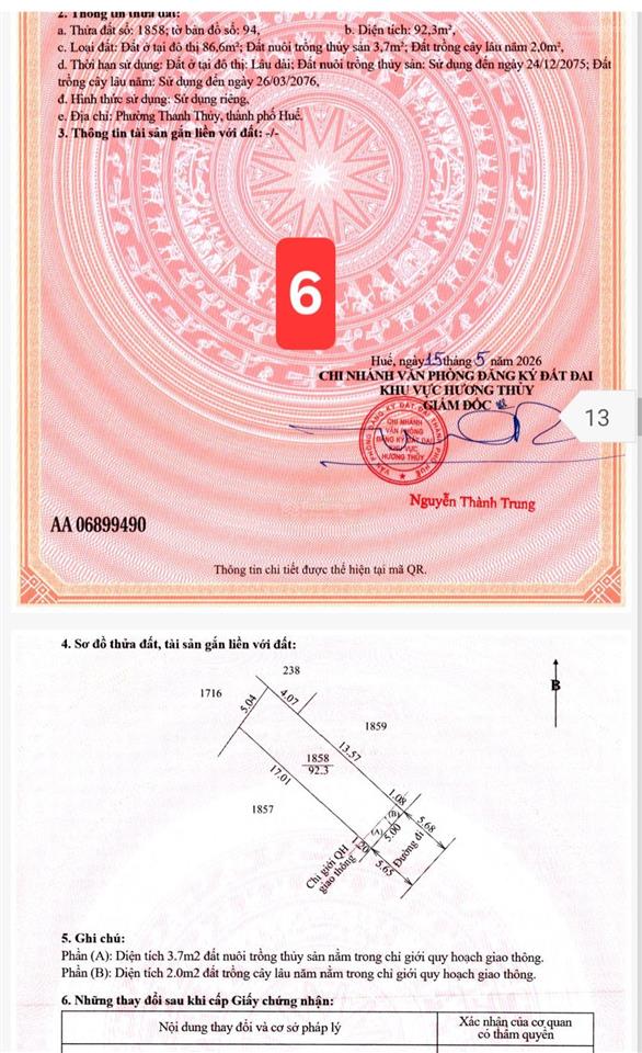 Bán đất kiệt 53 nguyễn viết xuân, thủy phương, tp huế