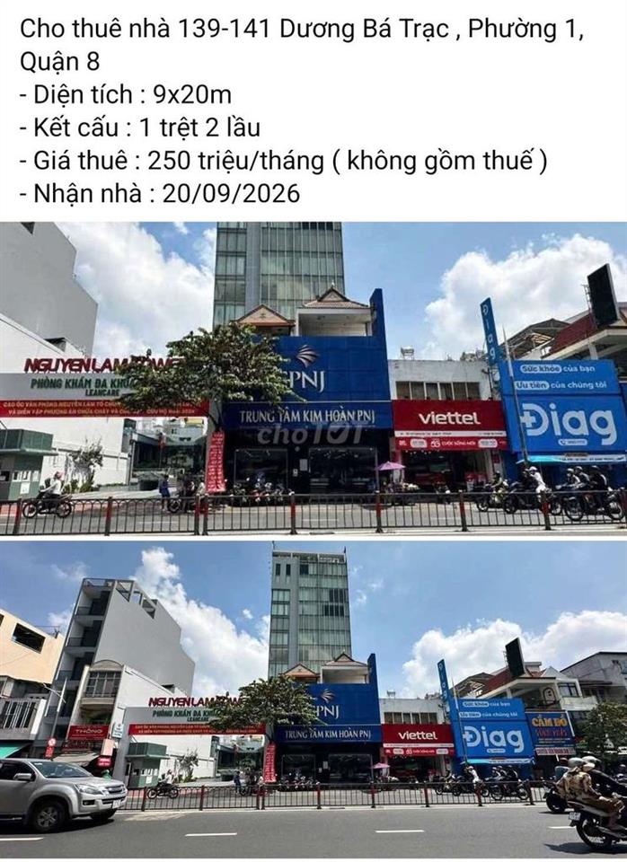 Cho thuê nhà 139-141 Dương Bá Trạc , Phường 1, Quận 8