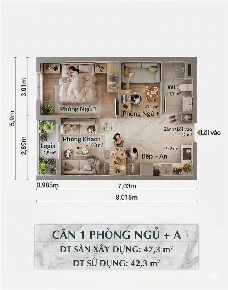 Căn hộ chung cư 1pn, 1wc tại điểu xiển, giá cực chất 1,322 tỷ, 61m2