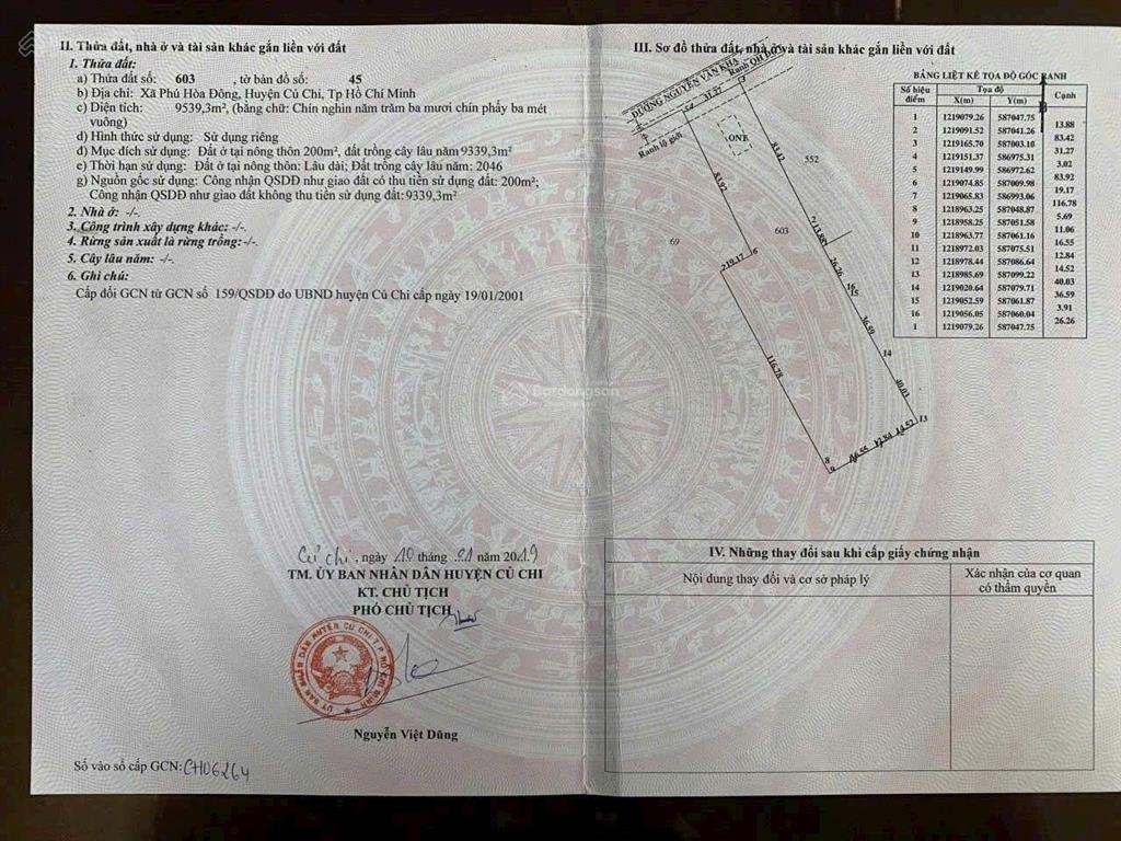 Bán đất tại nguyễn văn khạ, phú hòa đông, củ chi, 38 tỷ, 9600 m2, giá tốt!