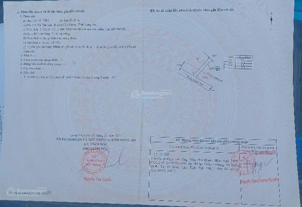 Bán đất 2 mặt tiền đường 19/5, xã tân lân, huyện cần đước, giá đầu tư