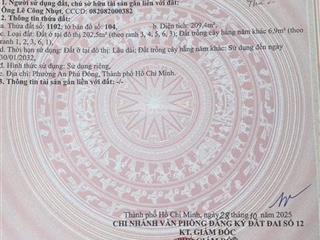 Bán lô đất 202m hẻm 306 đường vườn lài thuận tiện xây căn hộ dịch vụ