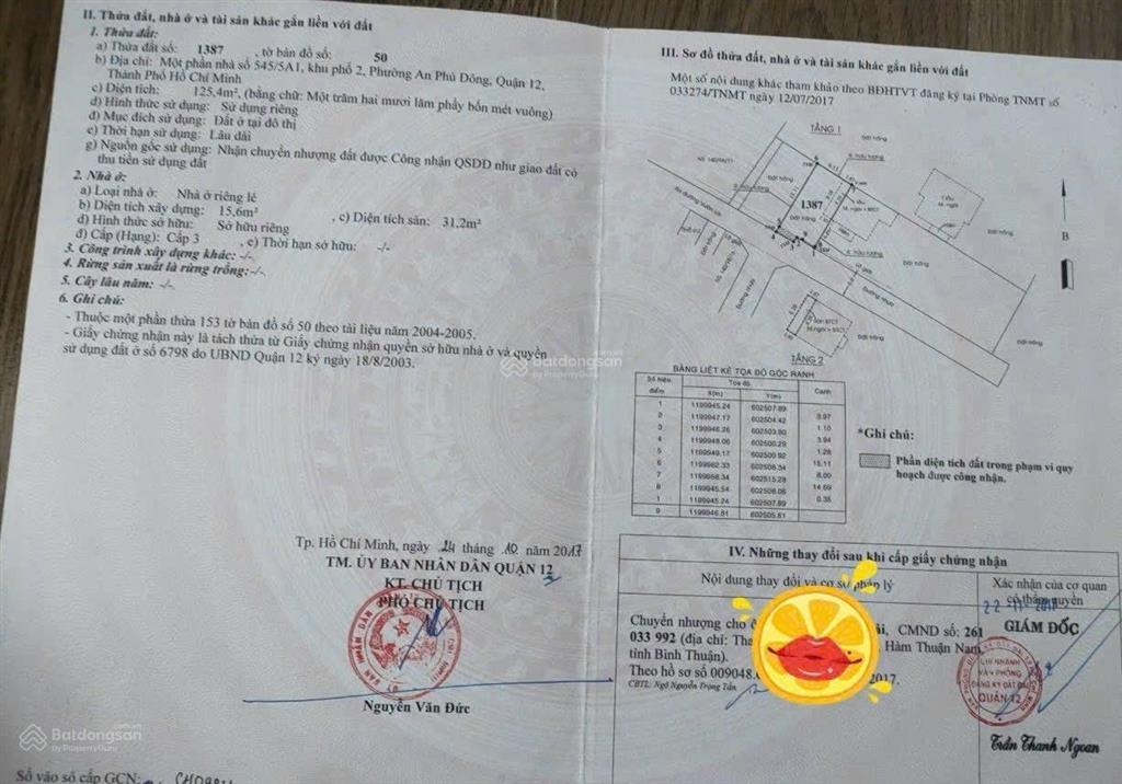 Kẹt tiền cần bán gấp lô đất hẻm 140/98 đường vườn lài giá 10.6 tỷ ngang 8 x 15.3m