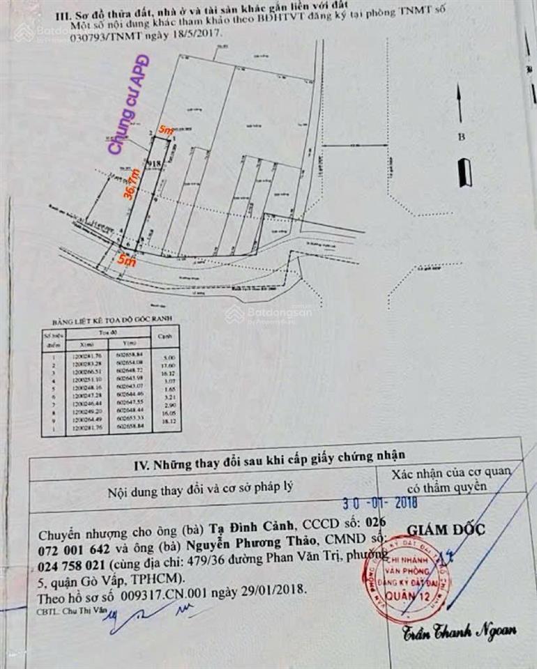 Cần bán đất mặt tiền hẻm 92 đường vườn lài giá 8,45 tỷ, diện tích 183,5m2