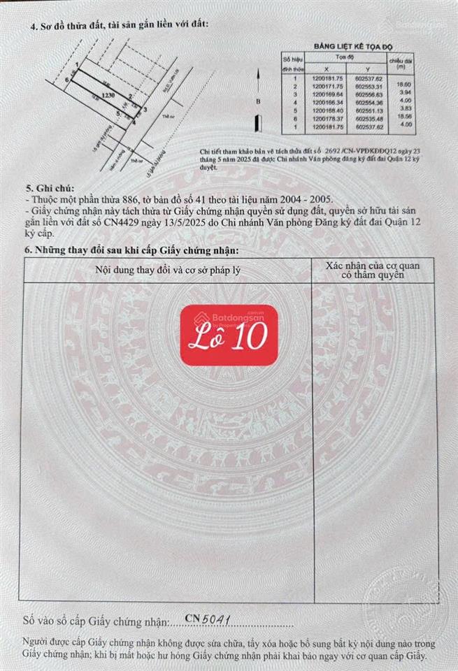 Bán đất hẻm 94 đường vườn lài phường an phú đông giá 6,7 tỷ diện tích 4 x 23m