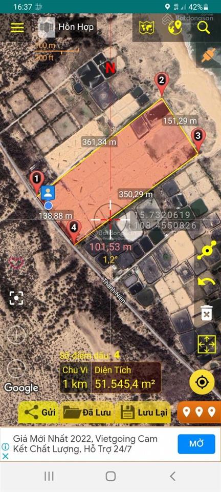 Bán lô đất mặt tiền biển với diện tích 4.2 hecta để làm khu resort, tại xã bình hải, t. bình. qn