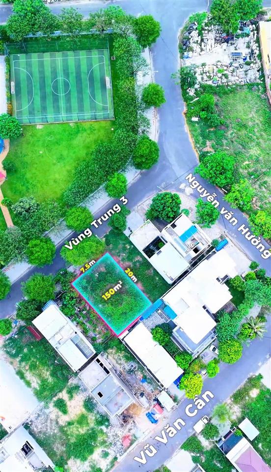 Lô đất 150m² view công viên đường vùng trung 3  khu đô thị phú mỹ an, cạnh bên fpt