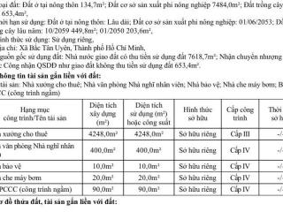 Bán xưởng giá 50 tỷ diện tích 8.272m2 đang cho thuê 1 tháng 320 triệu