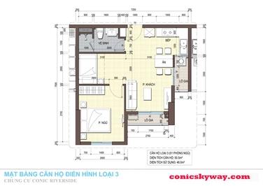Cho thuê căn hộ Conic Riverside, 1pn1w,  vào ở liền