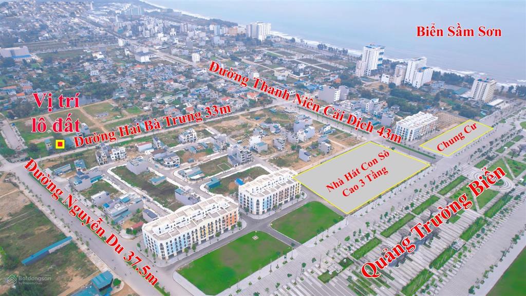 Bán lô đất vàng đường hai bà trưng, cách biển sầm sơn chỉ 600m, sổ đỏ trao tay, giá rẻ nhất