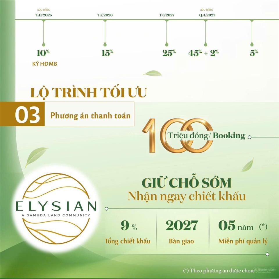 Hàng dự án elysian q9 gamuda land, giá 3,5 tỷ, ưu tiên chọn căn đẹp