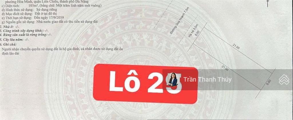 Cặp đất vàng "đáng tiền" nhất hòa minh  đất biển trần minh tông | 210m2 giá đầu tư