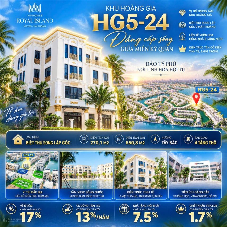 Căn song lập góc hiếm có đường thông của khu hoàng gia  full voucher còn 18 tỷ