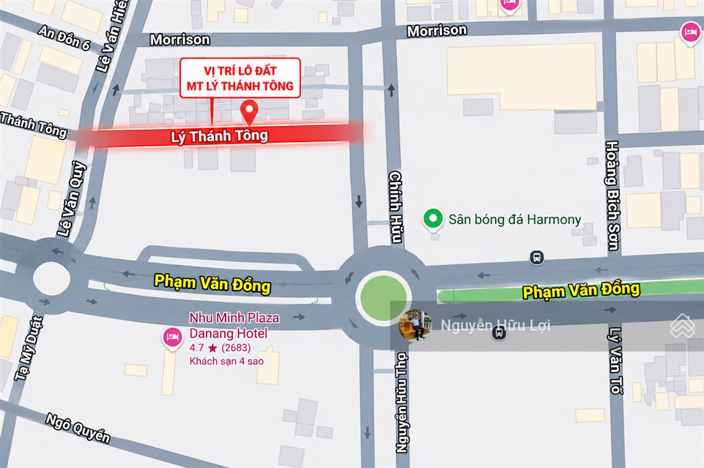 Bán đất mt lý thánh tông, dt 123m2, ngang 5m, cách bãi tắm phạm văn đồng 500m