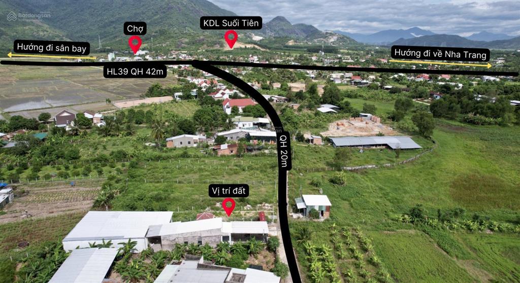 Bán đất mặt đường (20m) ngay đường hương lộ 39, trung tâm huyện diên khánh  giá cắt lỗ