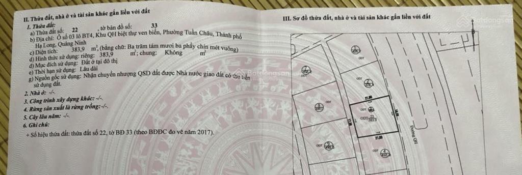 Bán ô đất trục chính đường ngọc châu, giá đầu tư