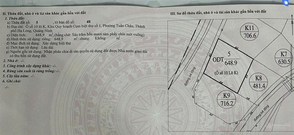Bán ô đất biệt thự đồi, rẻ nhất trên đảo ngọc tuần châu