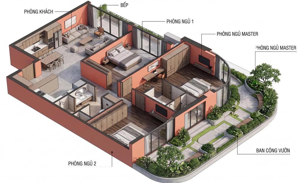 Căn hộ 3pn sân vườn f50712dự án foursd124m2giá5,9 tỷhướng đôngbắcview pháo hoasuất ngoại giao