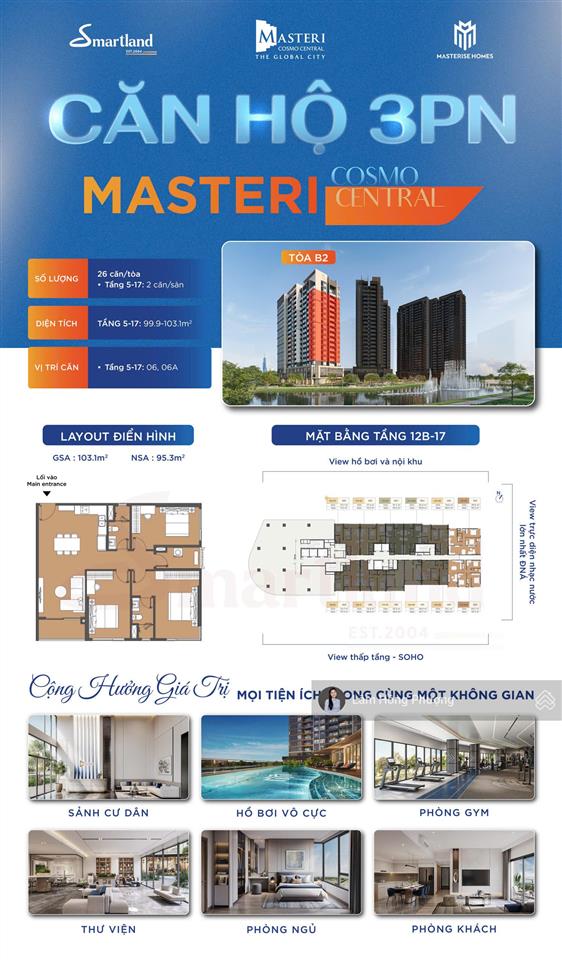 Bán căn góc 3pn cosmo central quận 2 giá 14tỷ6, lầu cao view nhạc nước vốn ban đầu chỉ 30%