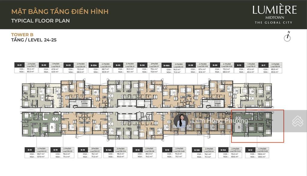Cắt lỗ 1.5 tỷ căn hộ 4pn diện tích 138m2 lumière midtown giá 19.9 tỷ  0939 220 *** ms. phượng