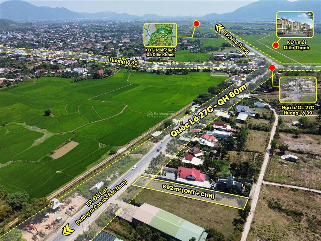 Bán đất mặt tiền quốc lộ 27c, 2 mặt tiền trước sau. gần các kđt diên thạnh mới. 7.2 tỷ đồng
