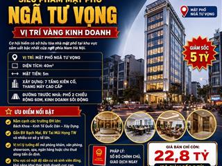 Giảm sốc 5 tỷ  chỉ còn 22,8 tỷ  siêu phẩm mặt phố ngã tư vọng  vị trí vàng kinh doanh