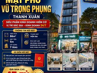 Bán nhà mặt phố vũ trọng phụng  thanh xuân 86m2 giá 47 tỷ.