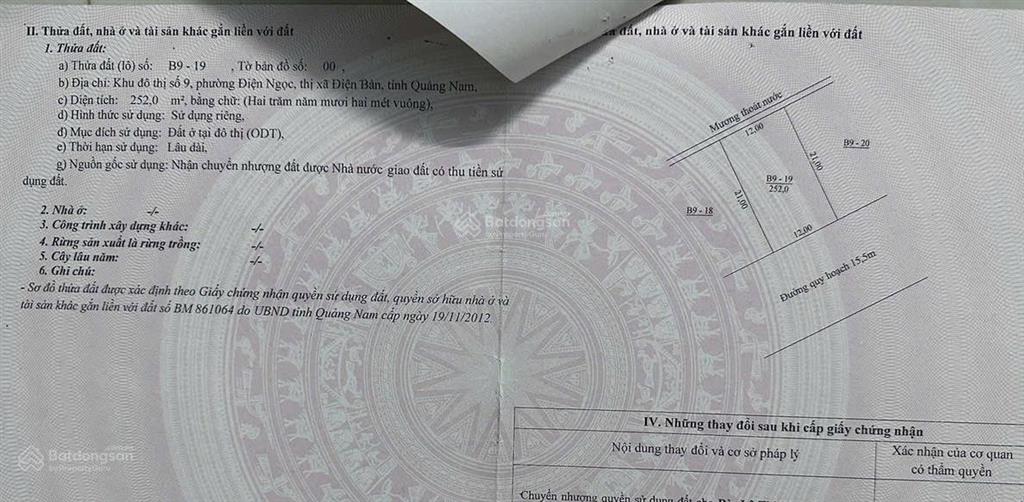 Bán đất đường võ văn tần, khu đô thị số 9, điện ngọc, quảng nam