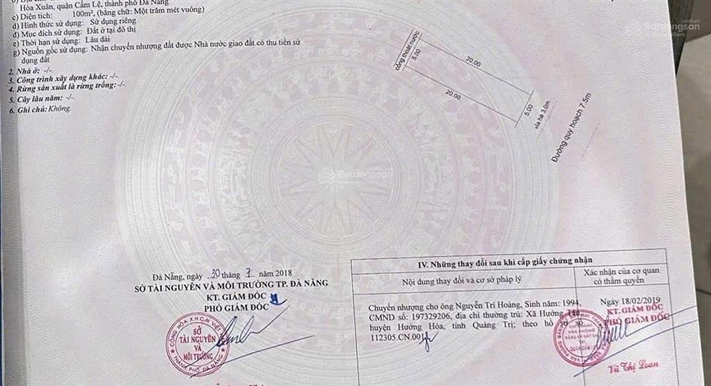 Bán gấp đất thanh lương 11 hướng đông nam  hoà xuân  đà nẵng