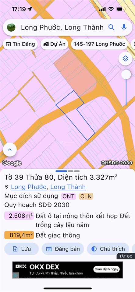 Đất long phước ngay mặt trước sân bay, đường nhựa, cách ql51 chỉ 300m, shr thổ cư sẵn.
